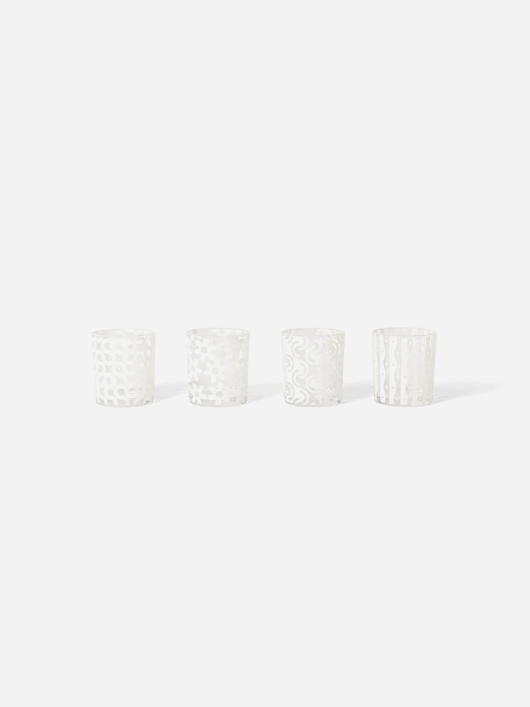 White Dusen Dusen Pattern Glasses 4-pack AreaWare Contemporary Kitchenware Artistic Cups