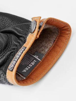 Charcoal/Black Deerskin Wool Tricot Hestra Gloves