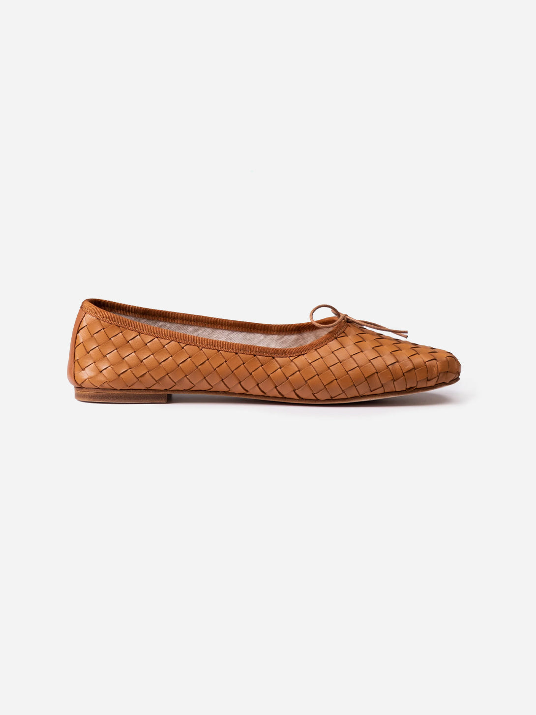 Tan Nappa Woven Quadra Eledera Woven Shoes Womens Flats 