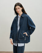 Dk Indigo Back Vent Denim Jacket Womens Denim Button Up Jacket Future Classics