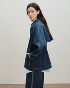 Dk Indigo Back Vent Denim Jacket Womens Denim Button Up Jacket Future Classics