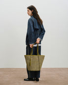 Green Moss Large Lamp Shade Tweed Tote Large Shoulder Tote Bag Utility Outdoor Beach Tote Future Classics Handbags 
