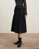Dk Indigo Collared A-Line Skirt Womens Denim Skirt Future Classics 