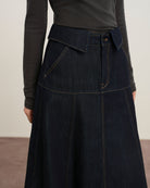 Dk Indigo Collared A-Line Skirt Womens Denim Skirt Future Classics 