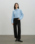 Angel Falls Folded Cuff Cropped Shirt Womens Woven Button Up Collared Shirt Future Classics Clothing