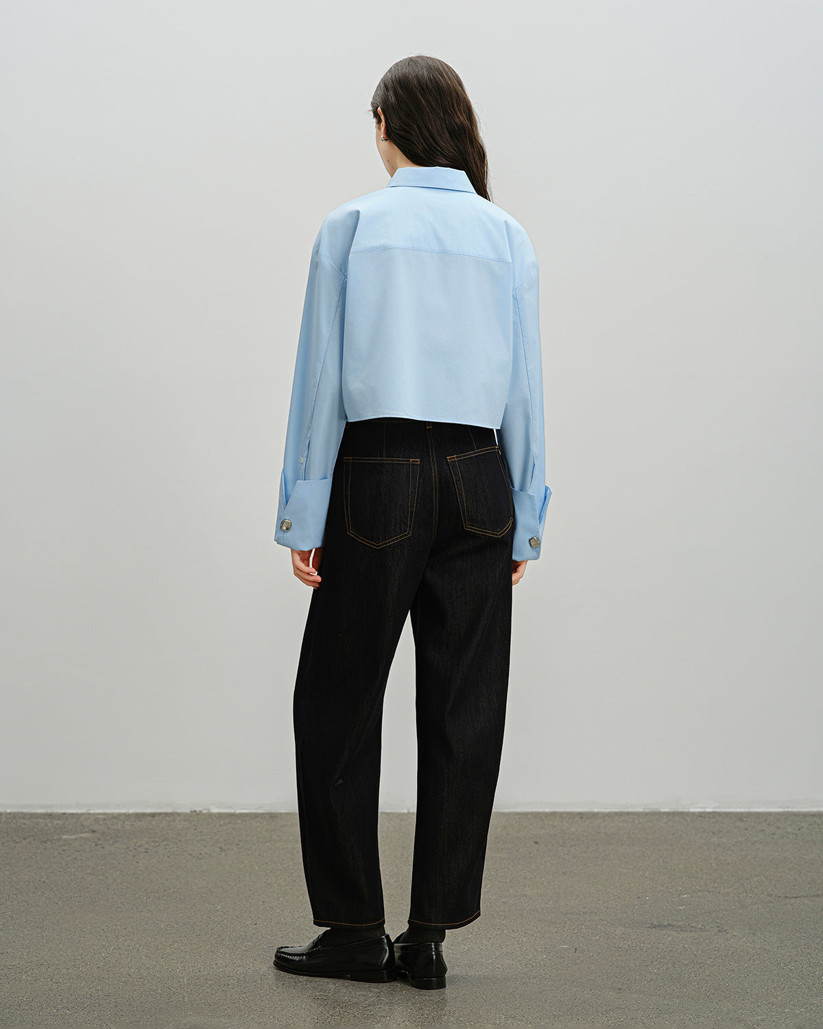 Angel Falls Folded Cuff Cropped Shirt Womens Woven Button Up Collared Shirt Future Classics Clothing