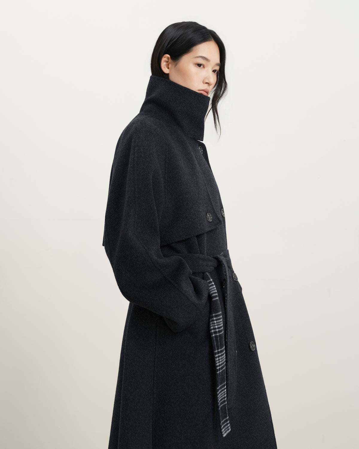 Raven Heather Doubleface Collar Coat Womens Long Overcoat Future Classics 