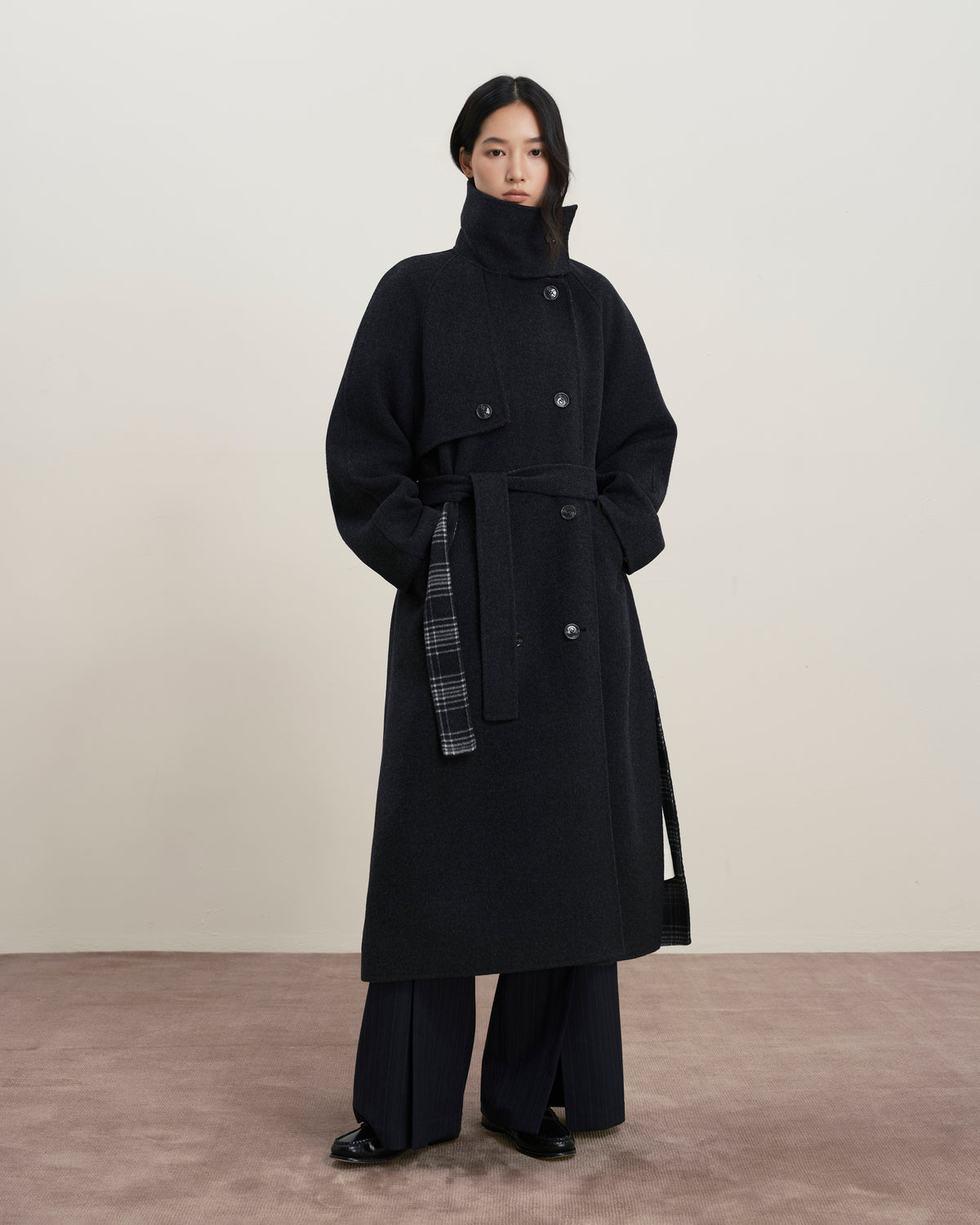 Raven Heather Doubleface Collar Coat Womens Long Overcoat Future Classics 