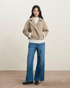 Oatmeal Faux Suede Worker Jacket Womens Cropped Collared Jacket Future Classics