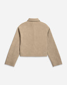 Oatmeal Faux Suede Worker Jacket Womens Cropped Collared Jacket Future Classics