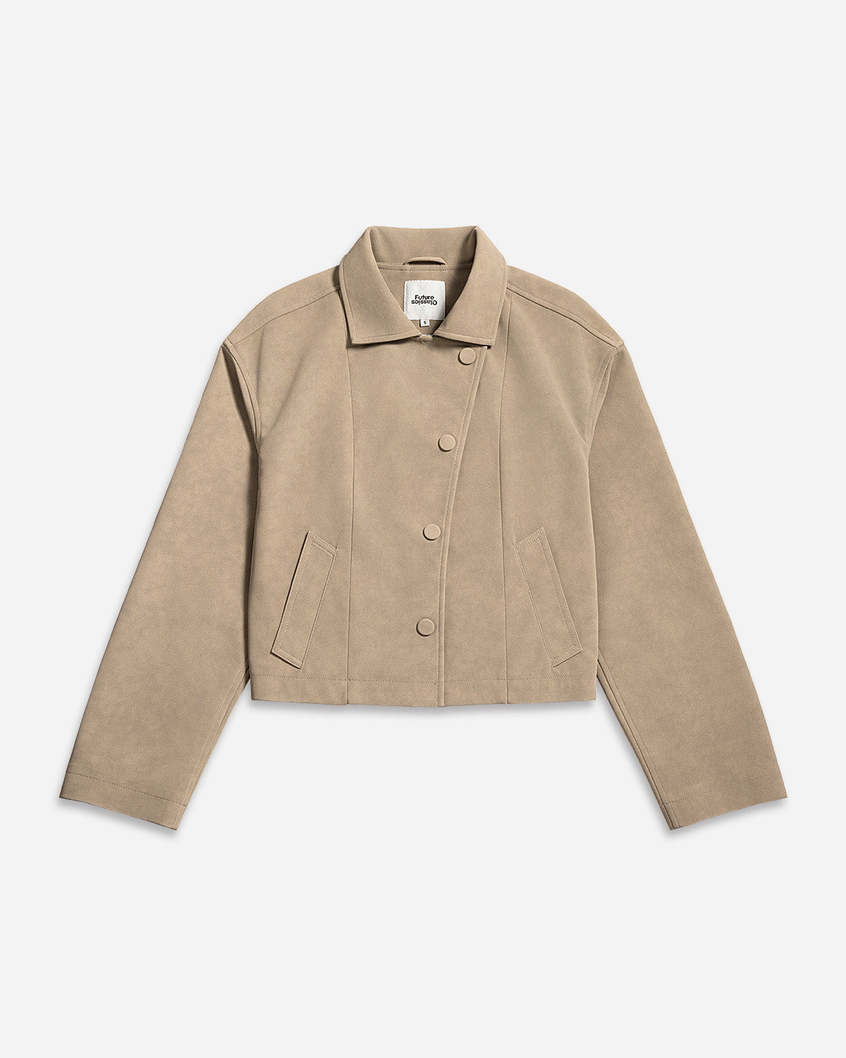Oatmeal Faux Suede Worker Jacket Womens Cropped Collared Jacket Future Classics