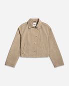 Oatmeal Faux Suede Worker Jacket Womens Cropped Collared Jacket Future Classics