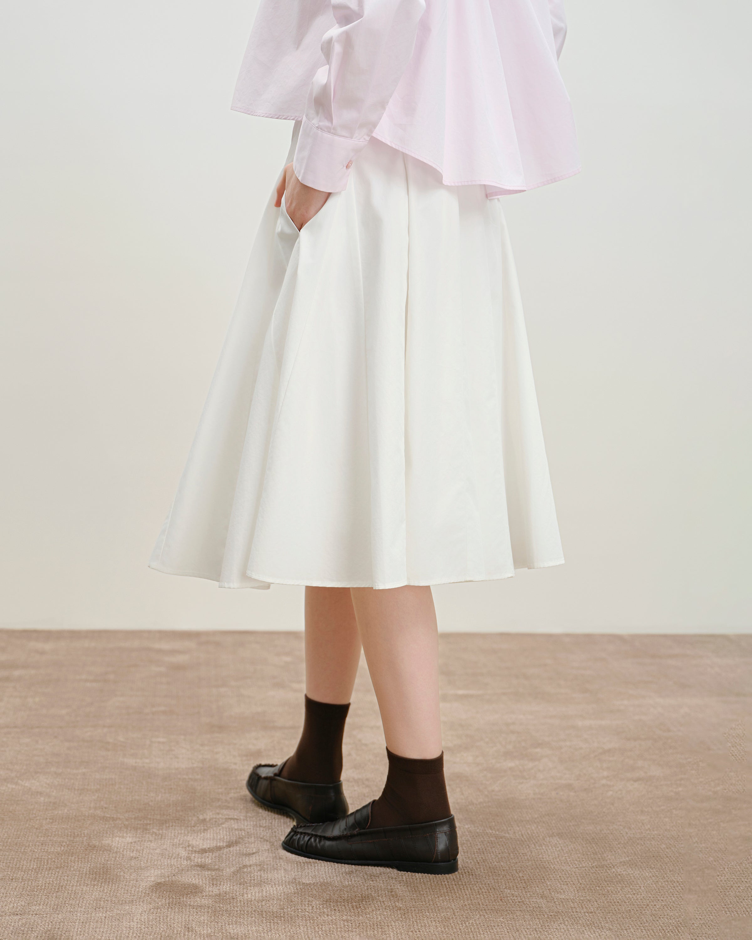 Off White Inverted Pleats Skirt Womens Medium Length White Skirt Future Classics