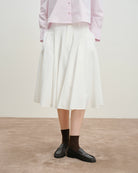 Off White Inverted Pleats Skirt Womens Medium Length White Skirt Future Classics