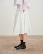 Off White Inverted Pleats Skirt Womens Medium Length White Skirt Future Classics