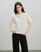 Off White Let's Jazz Boxy Tee Womens Crew Neck Short Sleeve Tee Graphic Design Future Classics Clothing 