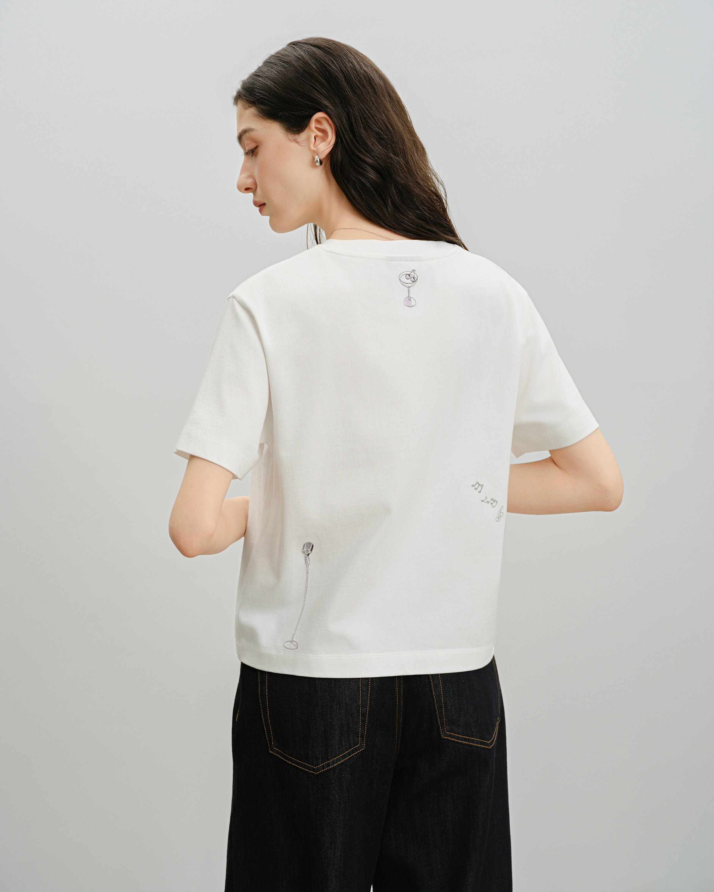 Off White Let's Jazz Boxy Tee Womens Crew Neck Short Sleeve Tee Graphic Design Future Classics Clothing 