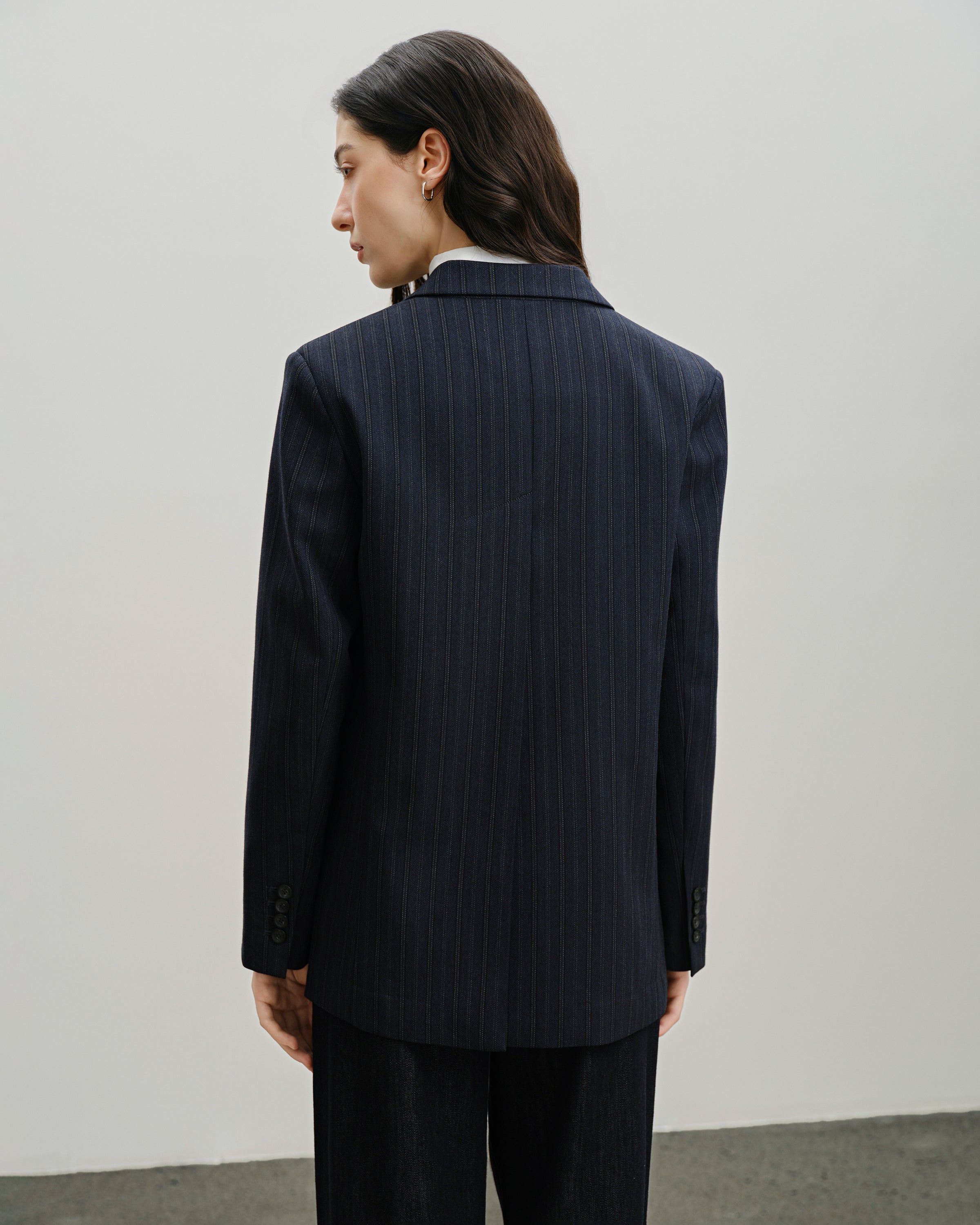 Navy Blazer Stripes Modern Blazer Womens Striped Blazer Jacket Future Classics