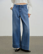Mid Indigo Panel Jeans Womens Wide Leg Denim Pants Future Classics Clothing 