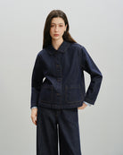 Dk Indigo Stripes Pinstripe Peter Pan Jacket Womens Denim Button Up Collared Jacket Future Classics Clothing