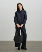 Dk Indigo Stripes Pinstripe Peter Pan Jacket Womens Denim Button Up Collared Jacket Future Classics Clothing