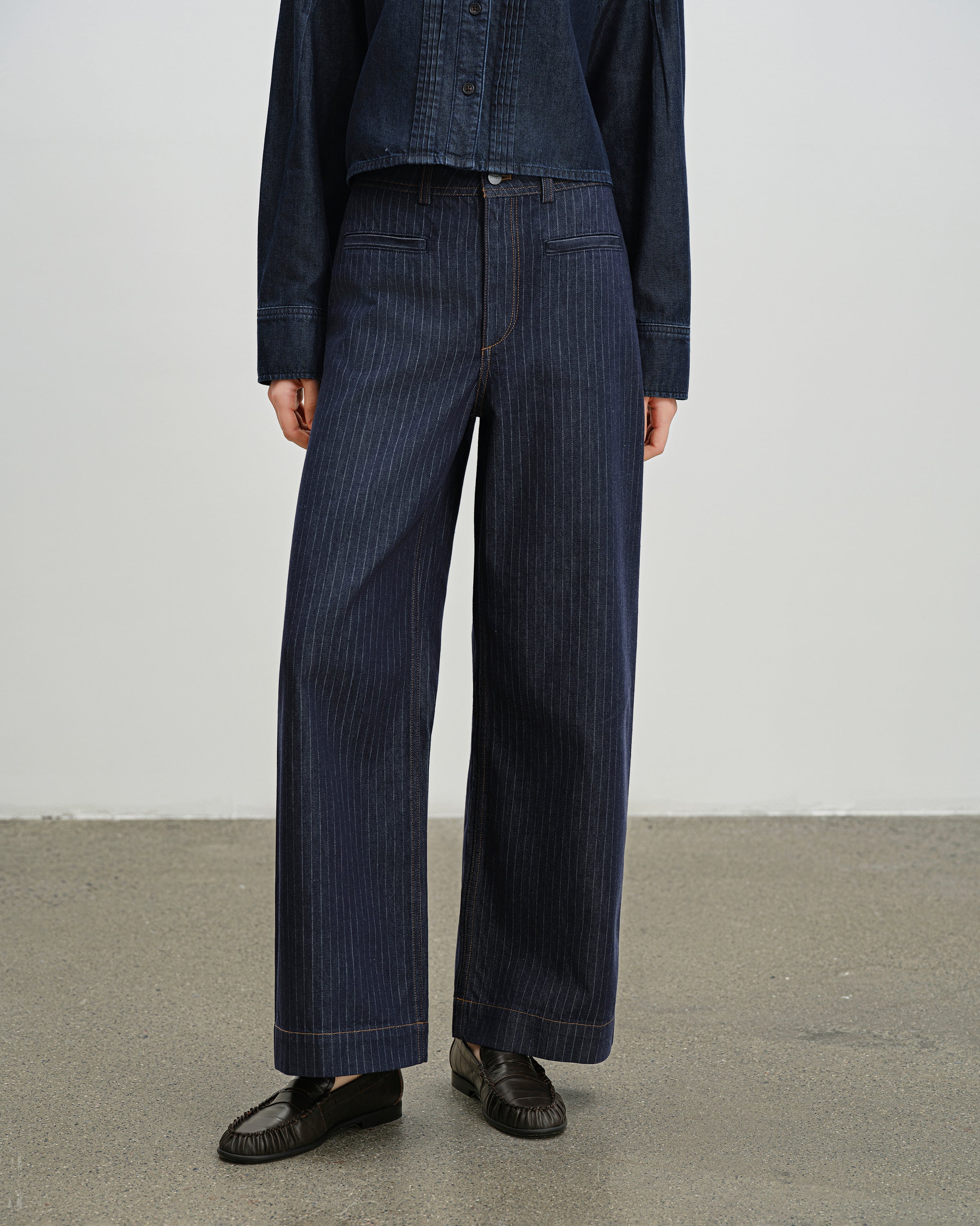 Dk Indigo Stripes Pinstripe Wide Leg Jeans Womens Pinstripe Wide leg Denim Pants Denim Jeans Future Classics Clothing 