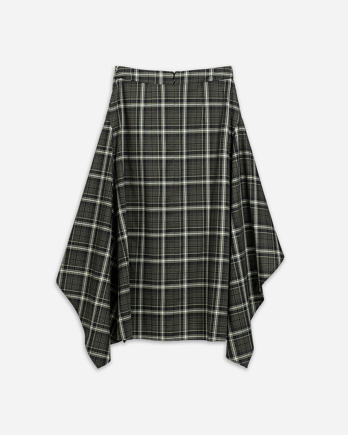 Forest Night Checks Plaid Asymmetric Drape Skirt Womens Plaid Long Skirt Future Classics 