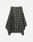 Forest Night Checks Plaid Asymmetric Drape Skirt Womens Plaid Long Skirt Future Classics 