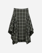 Forest Night Checks Plaid Asymmetric Drape Skirt Womens Plaid Long Skirt Future Classics 