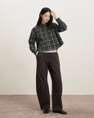 Forest Night Checks Plaid Flared Shirt Womens Cropped Plaid Shirt Future Classics 