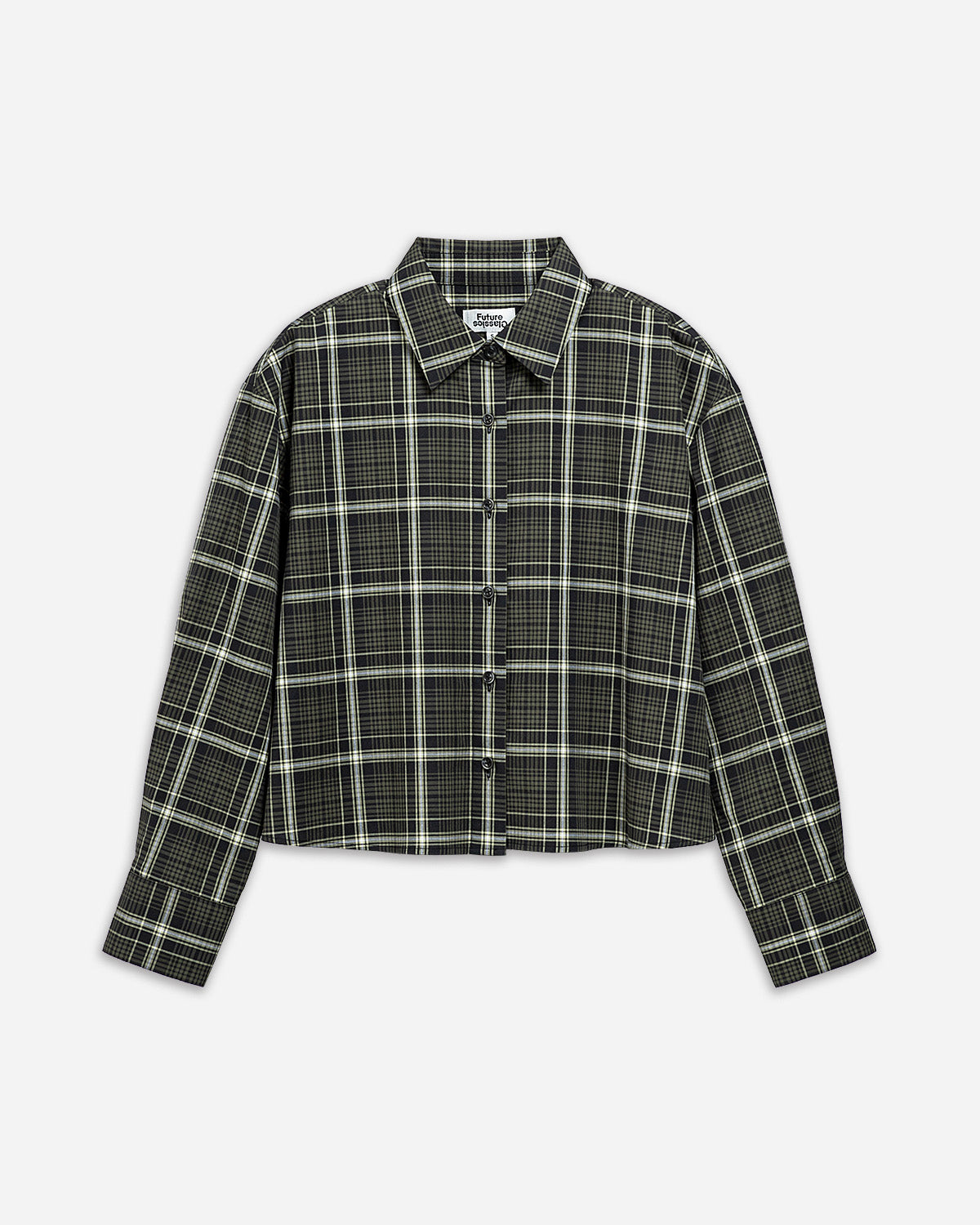 Forest Night Checks Plaid Flared Shirt Womens Cropped Plaid Shirt Future Classics 