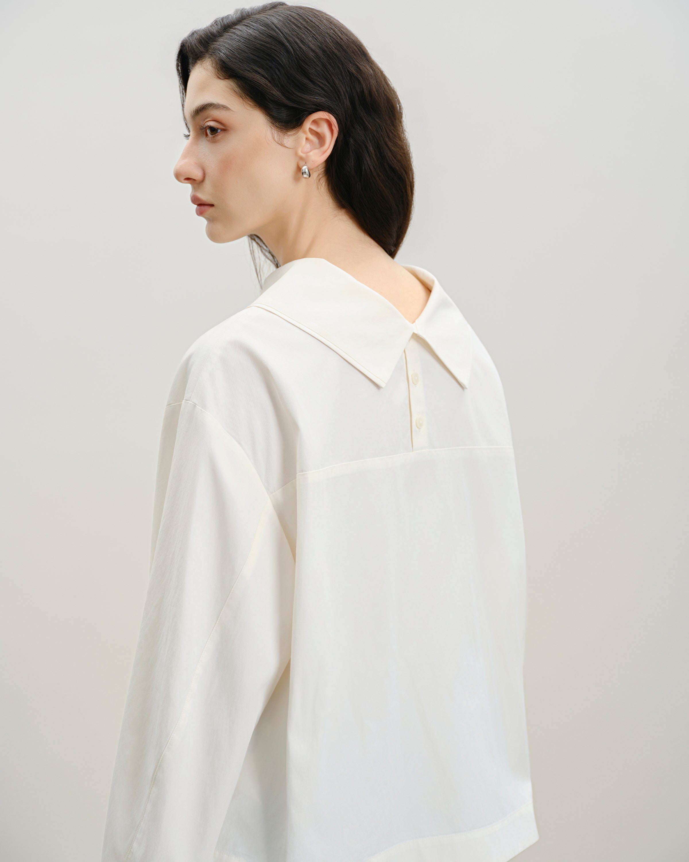 Pure White Reversed Collar Top Womens White Woven Shirt Future Classics