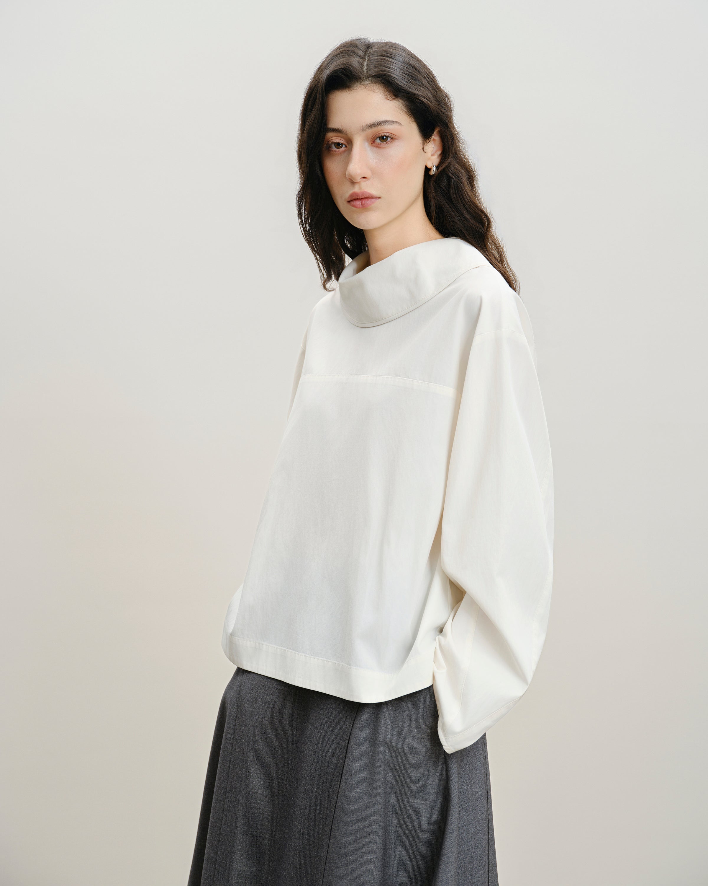 Pure White Reversed Collar Top Womens White Woven Shirt Future Classics