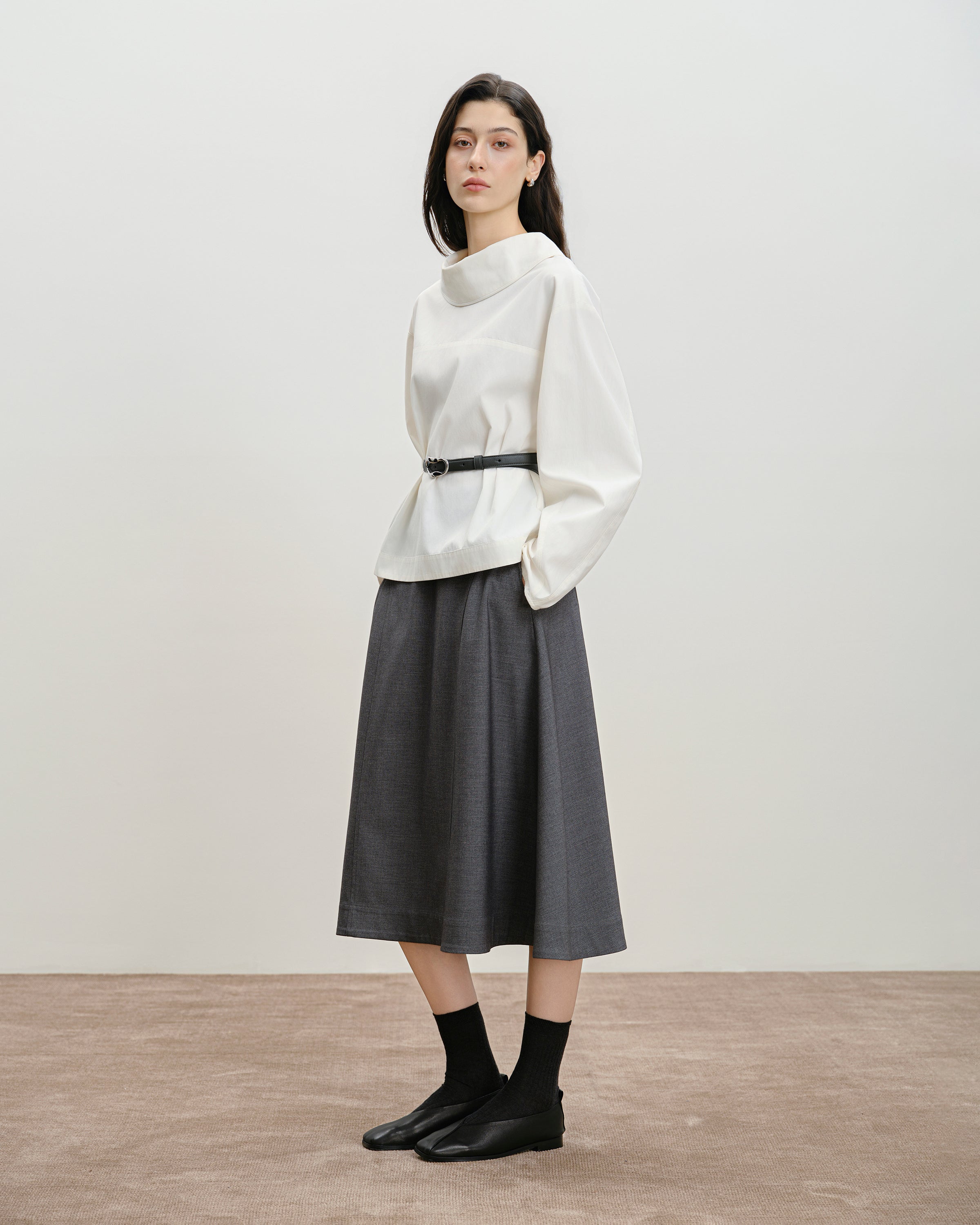 Pure White Reversed Collar Top Womens White Woven Shirt Future Classics