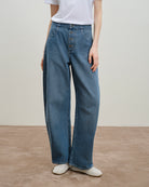 Lt Indigo Round Jeans Womens Light Wash Denim Relaxed Jeans Future Classics