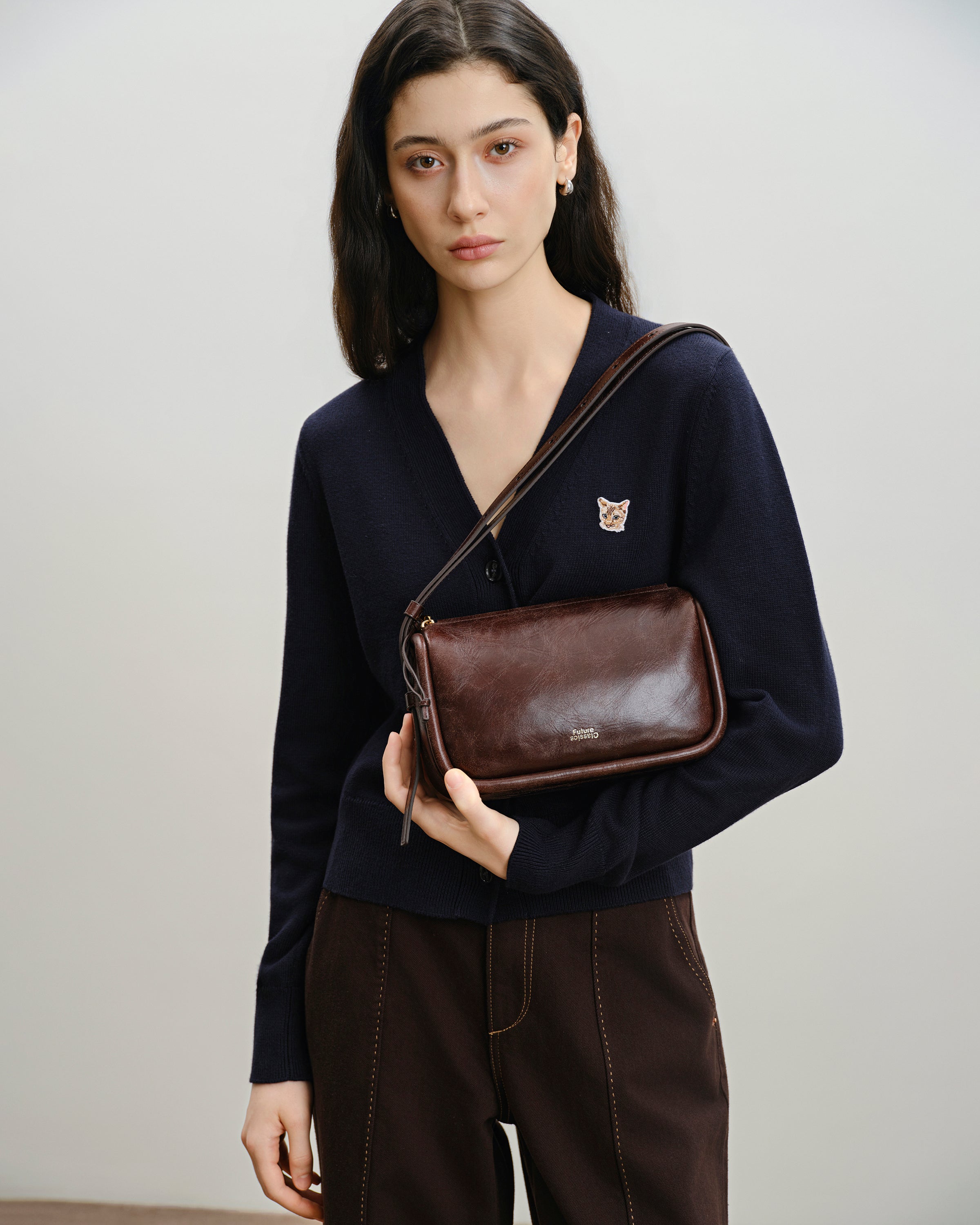 Chocolate Brown Small Loaf Vintage Crossbody Womens Small Leather Bag Future Classics