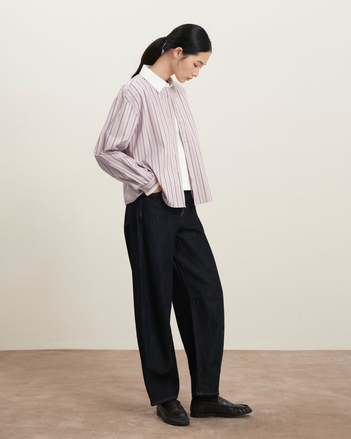 Iris Purple Stripes Striped Boxy Shirt Womens Striped Woven Shirt Future Classics