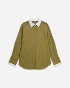 Green Moss Stripes Striped Oversized Shirt Womens Striped Woven Shirt Future Classics