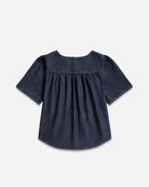 Dk Indigo Rinse Wash Puff Blouse Womens Short Sleeve Indigo Puff Sleeve Blouse Shirt Future Classics Clothing