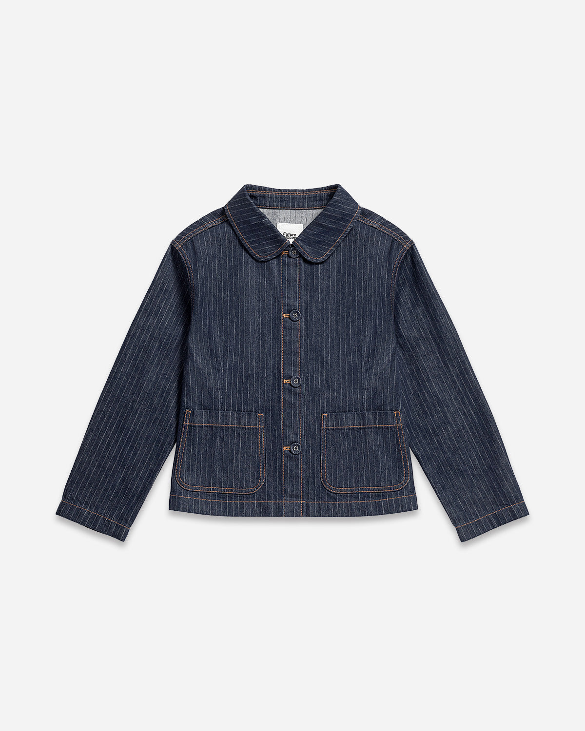 Dk Indigo Stripes Pinstripe Peter Pan Jacket Womens Denim Button Up Collared Jacket Future Classics Clothing