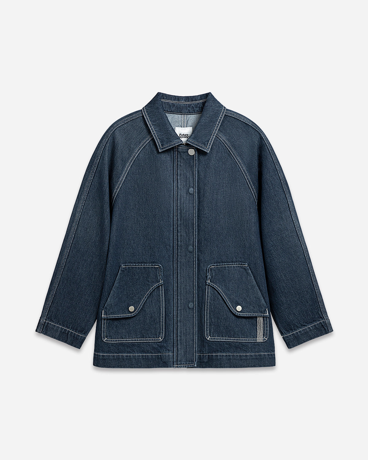 Dk Indigo Back Vent Denim Jacket Womens Denim Button Up Jacket Future Classics