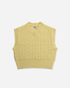 Dusty Yellow Oversized Knitted Vest Womens Knit Sleeveless V Neck Vest Future Classics Clothing 