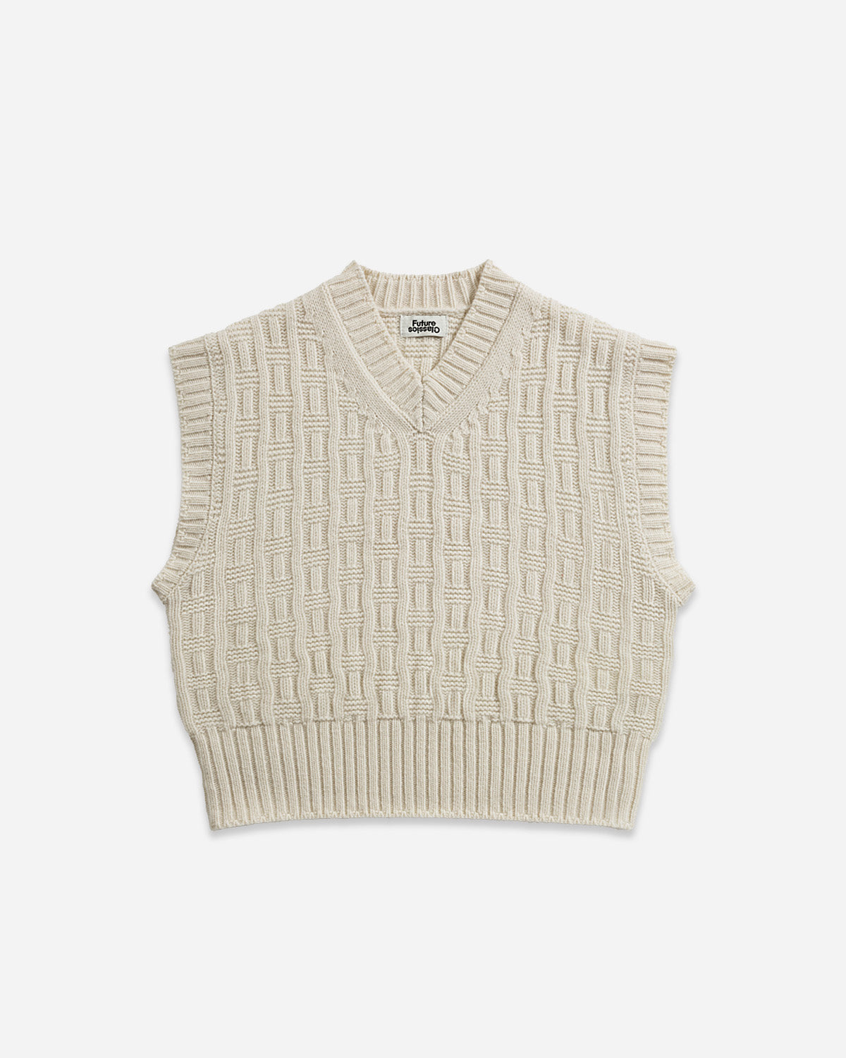 Off White Oversized Knitted Vest Womens Knit Sleeveless V Neck Vest Future Classics Clothing 