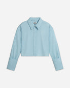 Angel Falls Folded Cuff Cropped Shirt Womens Woven Button Up Collared Shirt Future Classics Clothing