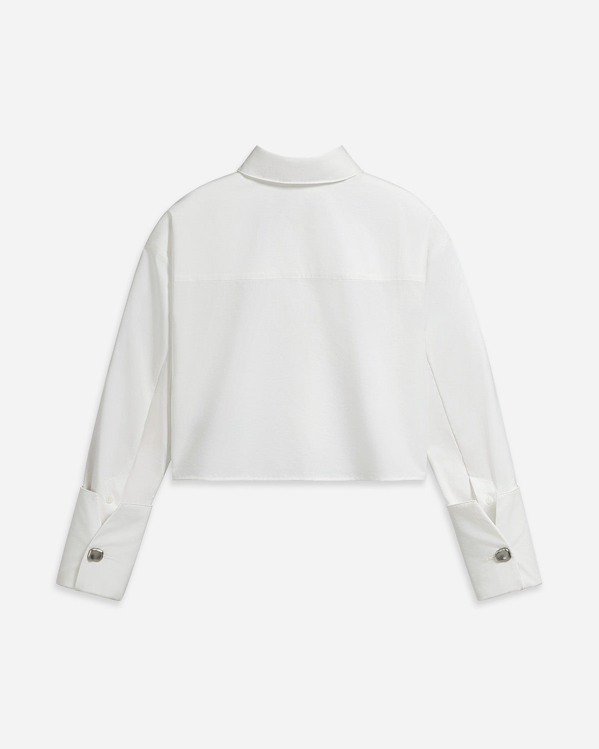 Pure White Folded Cuff Cropped Shirt Womens Woven Button Up Collared Shirt Future Classics Clothing