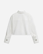 Pure White Folded Cuff Cropped Shirt Womens Woven Button Up Collared Shirt Future Classics Clothing