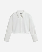 Pure White Folded Cuff Cropped Shirt Womens Woven Button Up Collared Shirt Future Classics Clothing
