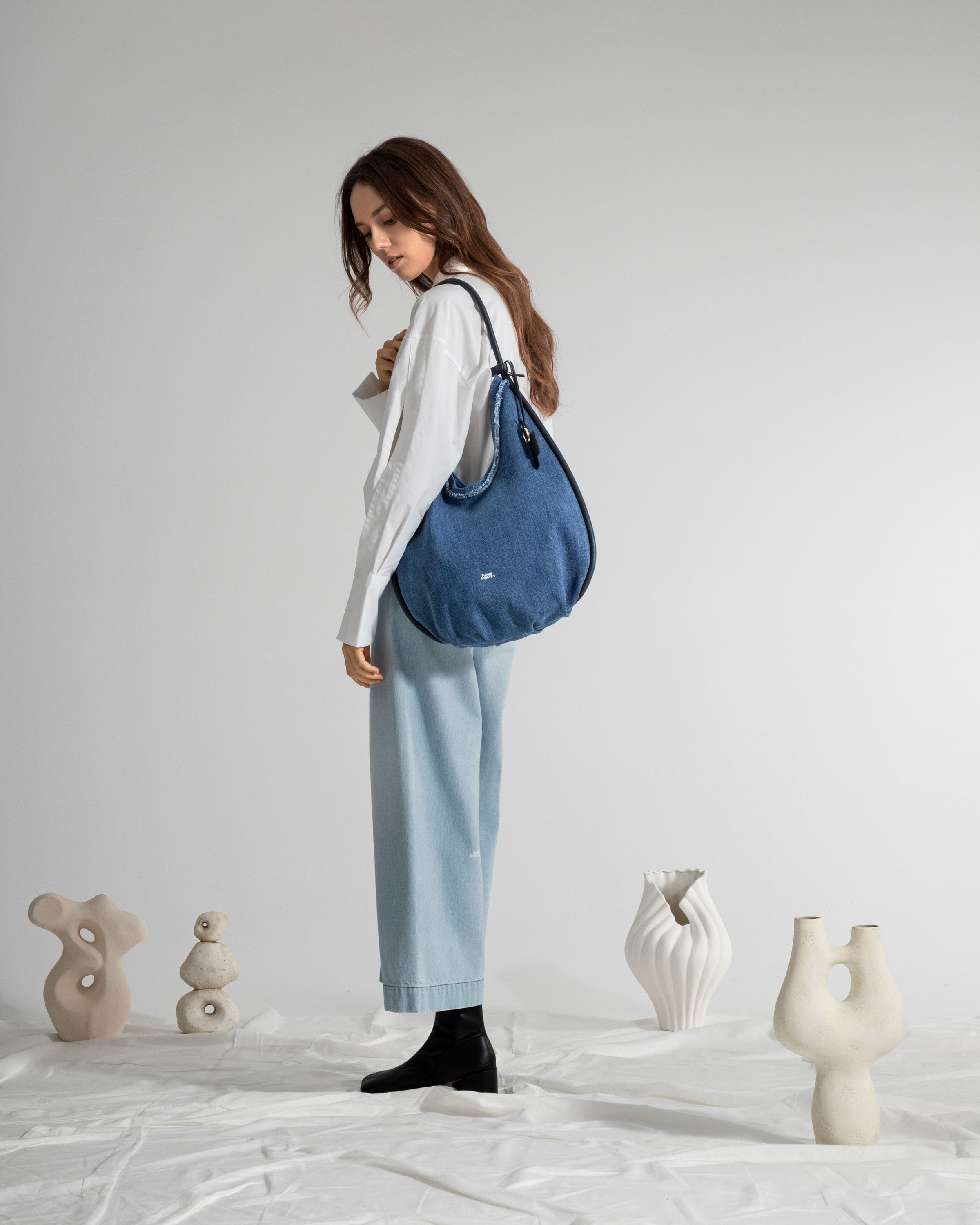 Mid Indigo Large Teardrop Denim Hobo
Womens Denim Hand and Shoulder Bag Future Classics