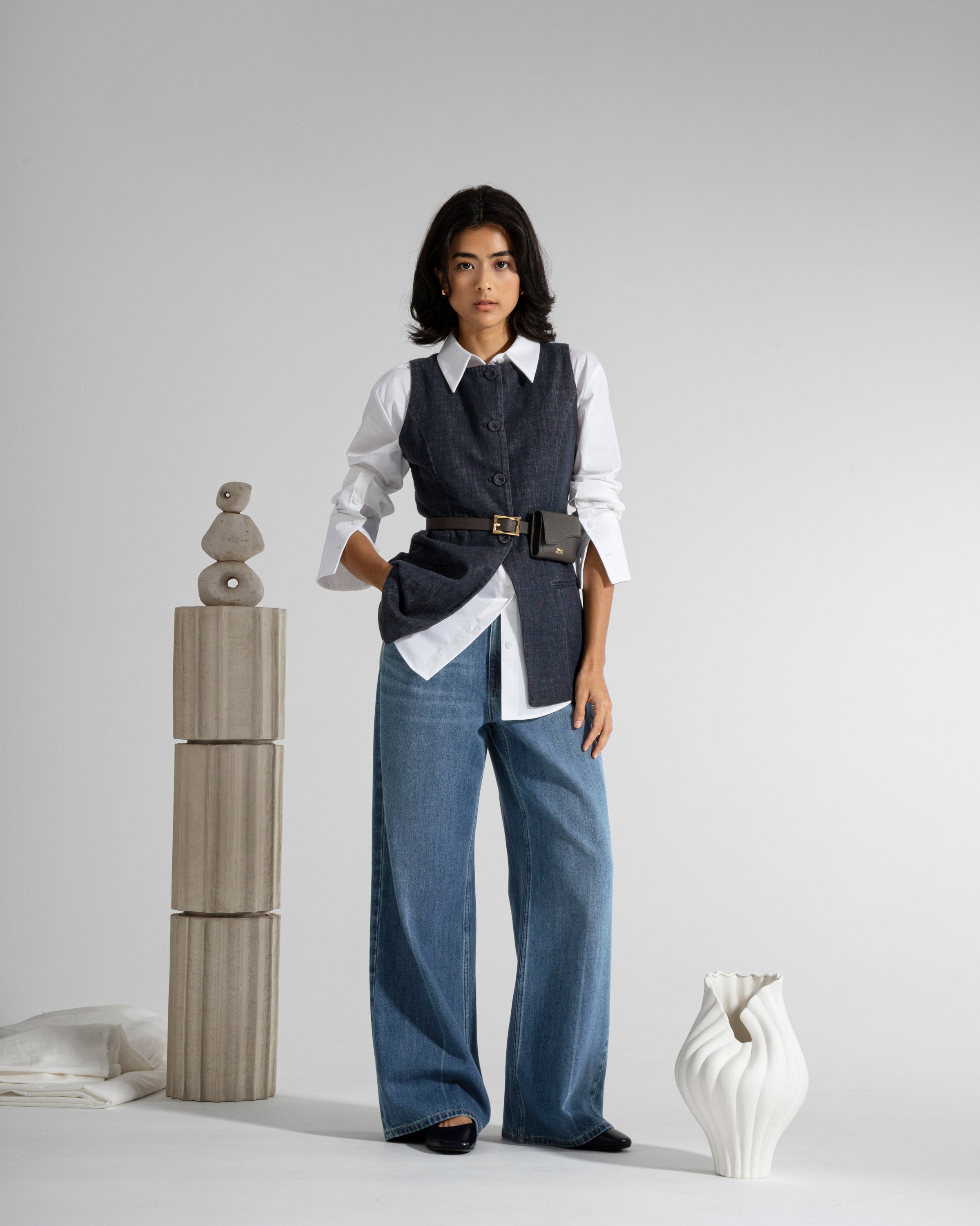 Dk Indigo Denim Waistcoat Womens Sleeveless Denim Waistcoat Top 