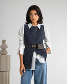 Dk Indigo Denim Waistcoat Womens Sleeveless Denim Waistcoat Top 